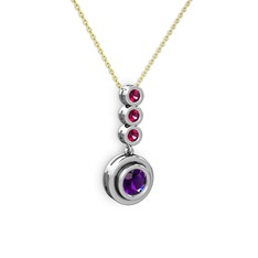 Belinda Kolye - Ametist ve rodolit garnet 925 ayar gümüş kolye (40 cm gümüş rolo zincir) #1z0mpkz