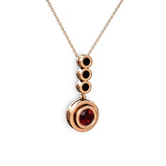 Belinda Kolye - Garnet ve siyah zirkon 8 ayar rose altın kolye (40 cm rose altın rolo zincir) #2hmixc