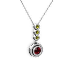 Belinda Kolye - Garnet ve peridot 8 ayar beyaz altın kolye (40 cm beyaz altın rolo zincir) #2jwld8