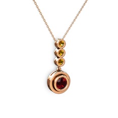 Belinda Kolye - Garnet ve sitrin 14 ayar rose altın kolye (40 cm gümüş rolo zincir) #2td53g