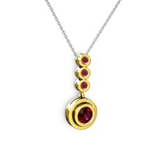 Belinda Kolye - Rodolit garnet ve kök yakut 14 ayar altın kolye (40 cm beyaz altın rolo zincir) #39nrpe