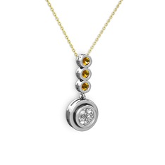 Swarovski ve sitrin 8 ayar beyaz altın kolye (40 cm altın rolo zincir)