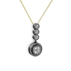 Belinda Kolye - Elmas ve swarovski 925 ayar siyah rodyum kaplama gümüş kolye (0.68 karat, 40 cm altın rolo zincir) #4h1vfv