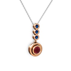 Belinda Kolye - Kök yakut ve lab safir 18 ayar rose altın kolye (40 cm beyaz altın rolo zincir) #4isafx