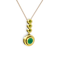 Belinda Kolye - Kök zümrüt ve peridot 14 ayar altın kolye (40 cm rose altın rolo zincir) #4ku3zv