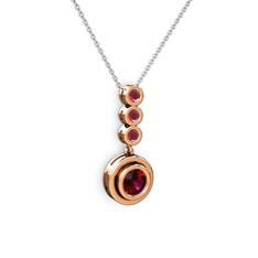 Belinda Kolye - Rodolit garnet ve kök yakut 8 ayar rose altın kolye (40 cm beyaz altın rolo zincir) #4yhy4i