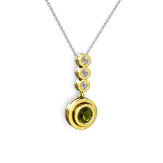 Belinda Kolye - Peridot ve elmas 8 ayar altın kolye (0.33 karat, 40 cm beyaz altın rolo zincir) #4ywaah