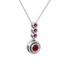 Belinda Kolye - Kök yakut ve rodolit garnet 8 ayar beyaz altın kolye (40 cm beyaz altın rolo zincir) #51tbam