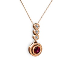 Belinda Kolye - Rodolit garnet ve elmas 8 ayar rose altın kolye (0.33 karat, 40 cm rose altın rolo zincir) #59b7st