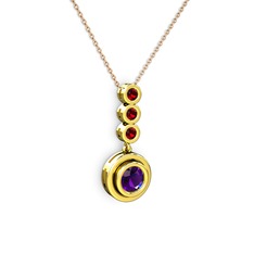 Belinda Kolye - Ametist ve garnet 8 ayar altın kolye (40 cm rose altın rolo zincir) #5dklzb