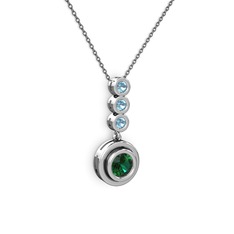 Belinda Kolye - Yeşil kuvars ve akuamarin 14 ayar beyaz altın kolye (40 cm gümüş rolo zincir) #5hkg5z