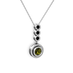 Belinda Kolye - Peridot ve siyah zirkon 18 ayar beyaz altın kolye (40 cm beyaz altın rolo zincir) #5vkgq0