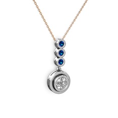 Belinda Kolye - Elmas ve lab safir 925 ayar gümüş kolye (0.68 karat, 40 cm rose altın rolo zincir) #601217