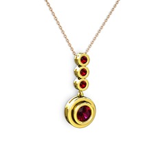 Rodolit garnet ve garnet 18 ayar altın kolye (40 cm rose altın rolo zincir)