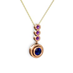 Belinda Kolye - Lab safir ve ametist 14 ayar rose altın kolye (40 cm altın rolo zincir) #6nhyx4