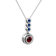 Belinda Kolye - Garnet ve lab safir 14 ayar beyaz altın kolye (40 cm beyaz altın rolo zincir) #6rj3hx