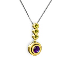 Belinda Kolye - Ametist ve peridot 925 ayar altın kaplama gümüş kolye (40 cm gümüş rolo zincir) #77inip