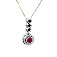 Belinda Kolye - Kök yakut ve siyah zirkon 925 ayar gümüş kolye (40 cm rose altın rolo zincir) #7g51sk