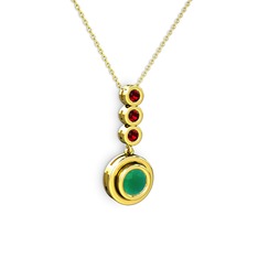 Belinda Kolye - Kök zümrüt ve garnet 14 ayar altın kolye (40 cm gümüş rolo zincir) #7gr3lc