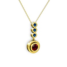 Garnet ve lab safir 14 ayar altın kolye (40 cm altın rolo zincir)