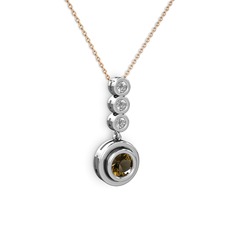 Belinda Kolye - Dumanlı kuvars ve swarovski 925 ayar gümüş kolye (40 cm rose altın rolo zincir) #7oq7we