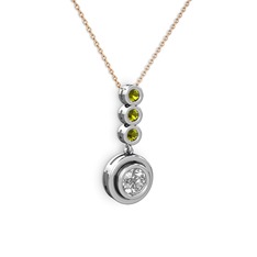 Belinda Kolye - Beyaz zirkon ve peridot 14 ayar beyaz altın kolye (40 cm rose altın rolo zincir) #83zddn