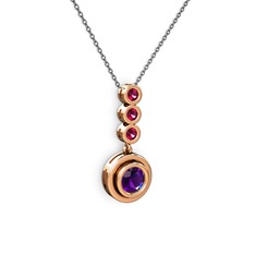 Belinda Kolye - Ametist ve rodolit garnet 14 ayar rose altın kolye (40 cm gümüş rolo zincir) #8c40t3