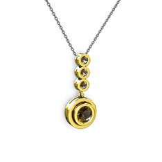 Belinda Kolye - Dumanlı kuvars 925 ayar altın kaplama gümüş kolye (40 cm gümüş rolo zincir) #8lrwse