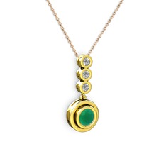 Belinda Kolye - Kök zümrüt ve swarovski 14 ayar altın kolye (40 cm rose altın rolo zincir) #8ufpb8