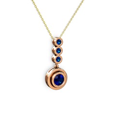 Lab safir 925 ayar rose altın kaplama gümüş kolye (40 cm gümüş rolo zincir)