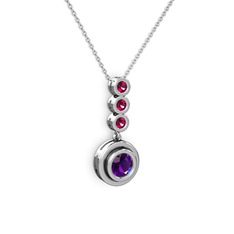Belinda Kolye - Ametist ve rodolit garnet 14 ayar beyaz altın kolye (40 cm beyaz altın rolo zincir) #946t3o