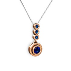 Belinda Kolye - Lab safir 8 ayar rose altın kolye (40 cm beyaz altın rolo zincir) #9q6q9b