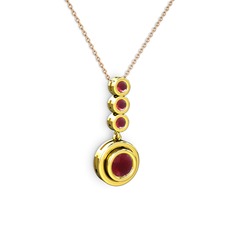Kök yakut 8 ayar altın kolye (40 cm rose altın rolo zincir)
