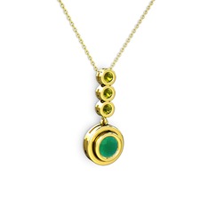 Belinda Kolye - Kök zümrüt ve peridot 8 ayar altın kolye (40 cm gümüş rolo zincir) #agq4nl