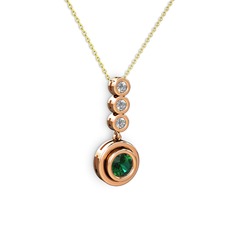 Belinda Kolye - Yeşil kuvars ve elmas 925 ayar rose altın kaplama gümüş kolye (0.33 karat, 40 cm altın rolo zincir) #c51i1z