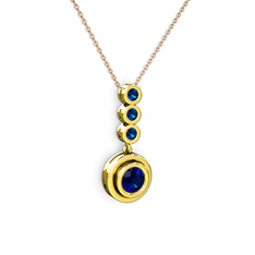 Belinda Kolye - Lab safir 14 ayar altın kolye (40 cm rose altın rolo zincir) #c716cs