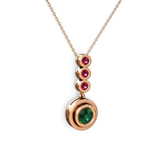 Belinda Kolye - Yeşil kuvars ve rodolit garnet 8 ayar rose altın kolye (40 cm rose altın rolo zincir) #c97nek