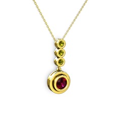 Belinda Kolye - Rodolit garnet ve peridot 8 ayar altın kolye (40 cm altın rolo zincir) #caojc9