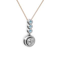 Belinda Kolye - Swarovski ve akuamarin 18 ayar beyaz altın kolye (40 cm gümüş rolo zincir) #cojxgy