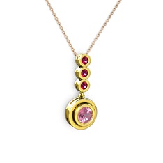 Belinda Kolye - Pembe kuvars ve rodolit garnet 925 ayar altın kaplama gümüş kolye (40 cm rose altın rolo zincir) #cug6v1