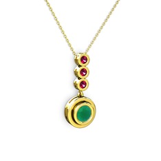 Belinda Kolye - Kök zümrüt ve rodolit garnet 925 ayar altın kaplama gümüş kolye (40 cm altın rolo zincir) #cyngls
