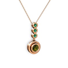 Belinda Kolye - Peridot ve yeşil kuvars 18 ayar rose altın kolye (40 cm gümüş rolo zincir) #d8ssqk