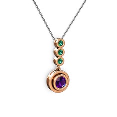 Belinda Kolye - Ametist ve yeşil kuvars 8 ayar rose altın kolye (40 cm gümüş rolo zincir) #dmifx4