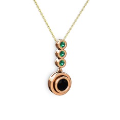 Belinda Kolye - Siyah zirkon ve yeşil kuvars 18 ayar rose altın kolye (40 cm altın rolo zincir) #dmk2gs