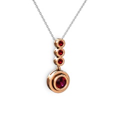 Belinda Kolye - Rodolit garnet ve garnet 925 ayar rose altın kaplama gümüş kolye (40 cm beyaz altın rolo zincir) #e0y1ec