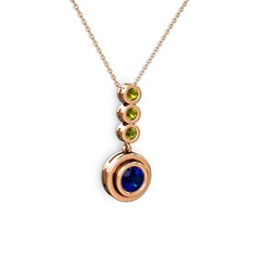 Belinda Kolye - Lab safir ve peridot 8 ayar rose altın kolye (40 cm rose altın rolo zincir) #e6ci72