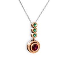 Belinda Kolye - Rodolit garnet ve yeşil kuvars 925 ayar rose altın kaplama gümüş kolye (40 cm beyaz altın rolo zincir) #e7n349