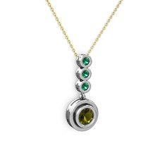 Belinda Kolye - Peridot ve yeşil kuvars 925 ayar gümüş kolye (40 cm altın rolo zincir) #eku894