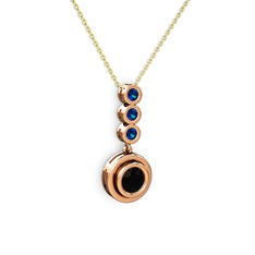 Siyah zirkon ve lab safir 8 ayar rose altın kolye (40 cm altın rolo zincir)