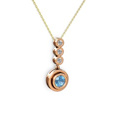 Belinda Kolye - Akuamarin ve swarovski 8 ayar rose altın kolye (40 cm altın rolo zincir) #f2ze1i